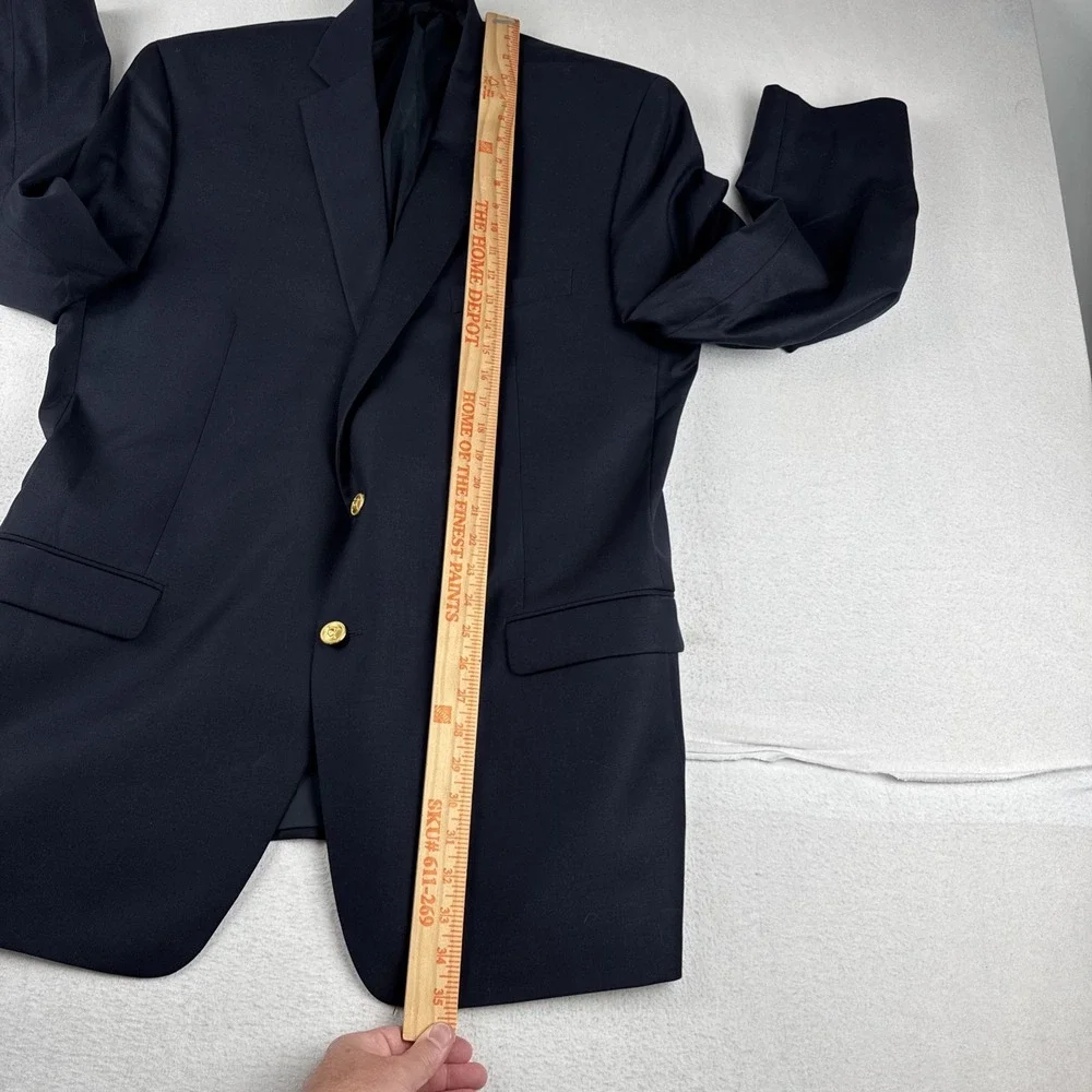 Lauren Ralph Lauren Mens Black Blazer 46L  Gold Buttons Wool Classic Office